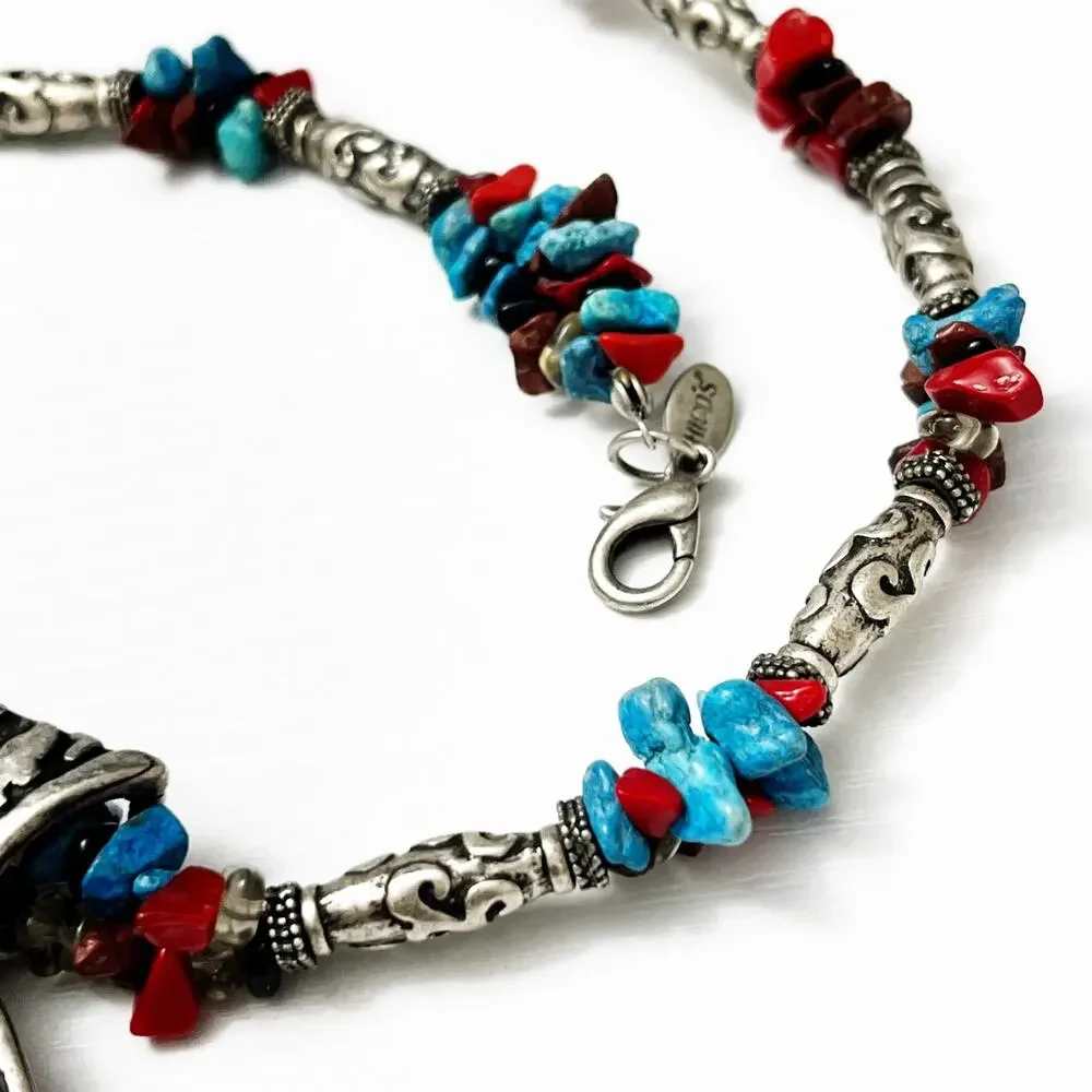 Chico’s Silver Textured Pendant Necklace